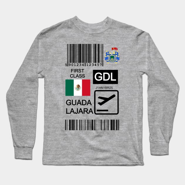 Guadalajara Mexico travel ticket Long Sleeve T-Shirt by Travellers